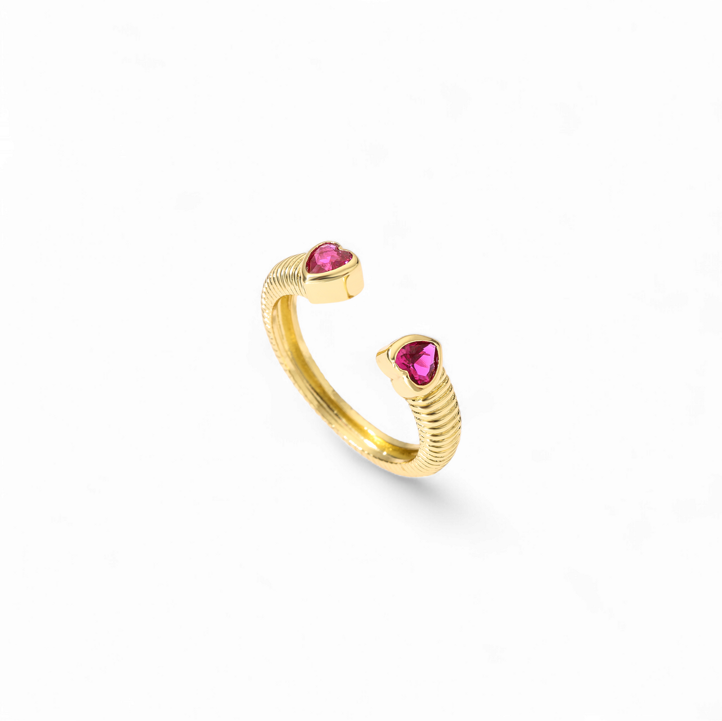 Anillo Corazones Bezel Fucsia