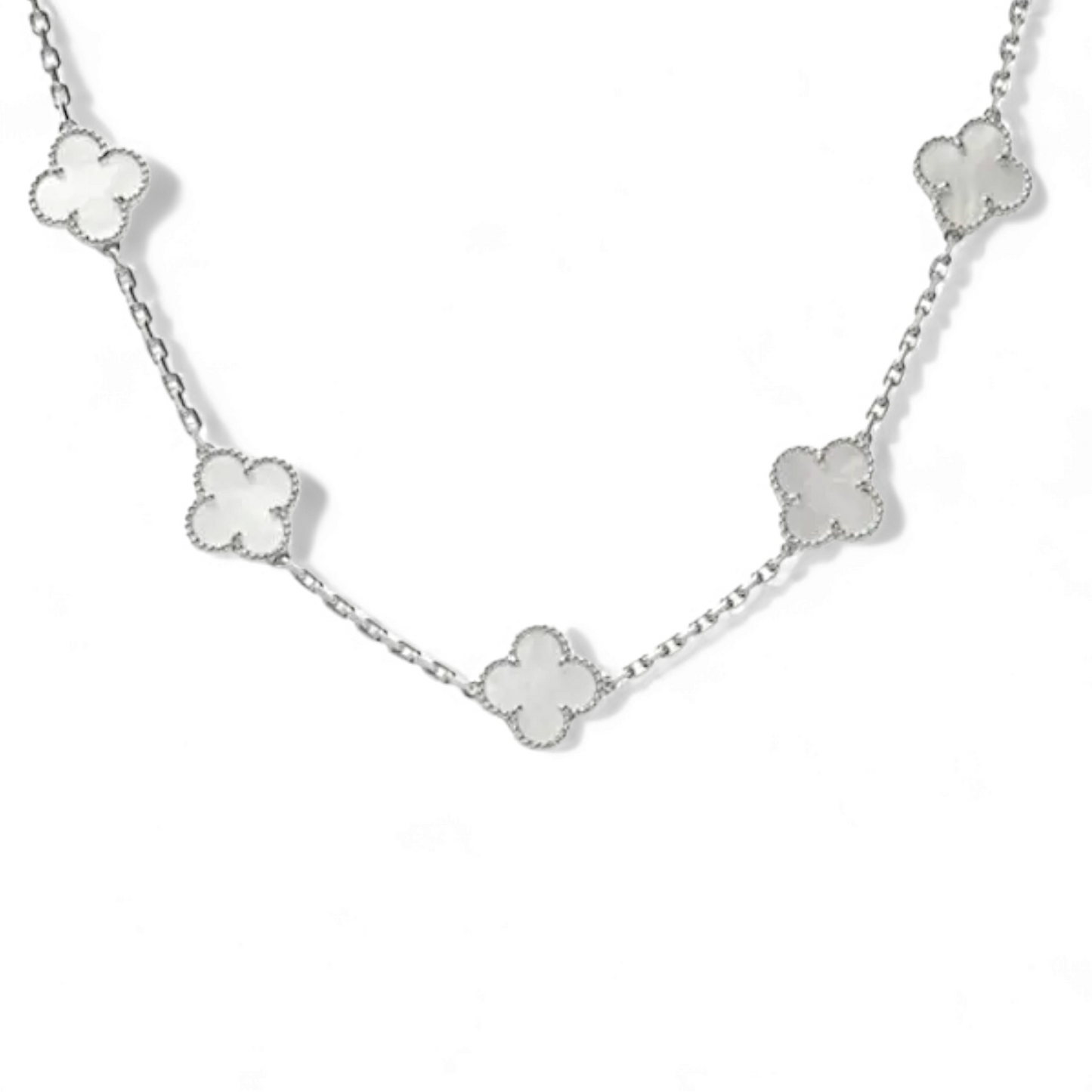 Collar Clovers Nácar Plateado - Ámbar Joyas