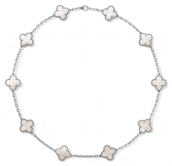 Collar Clovers Nácar Plateado - Ámbar Joyas