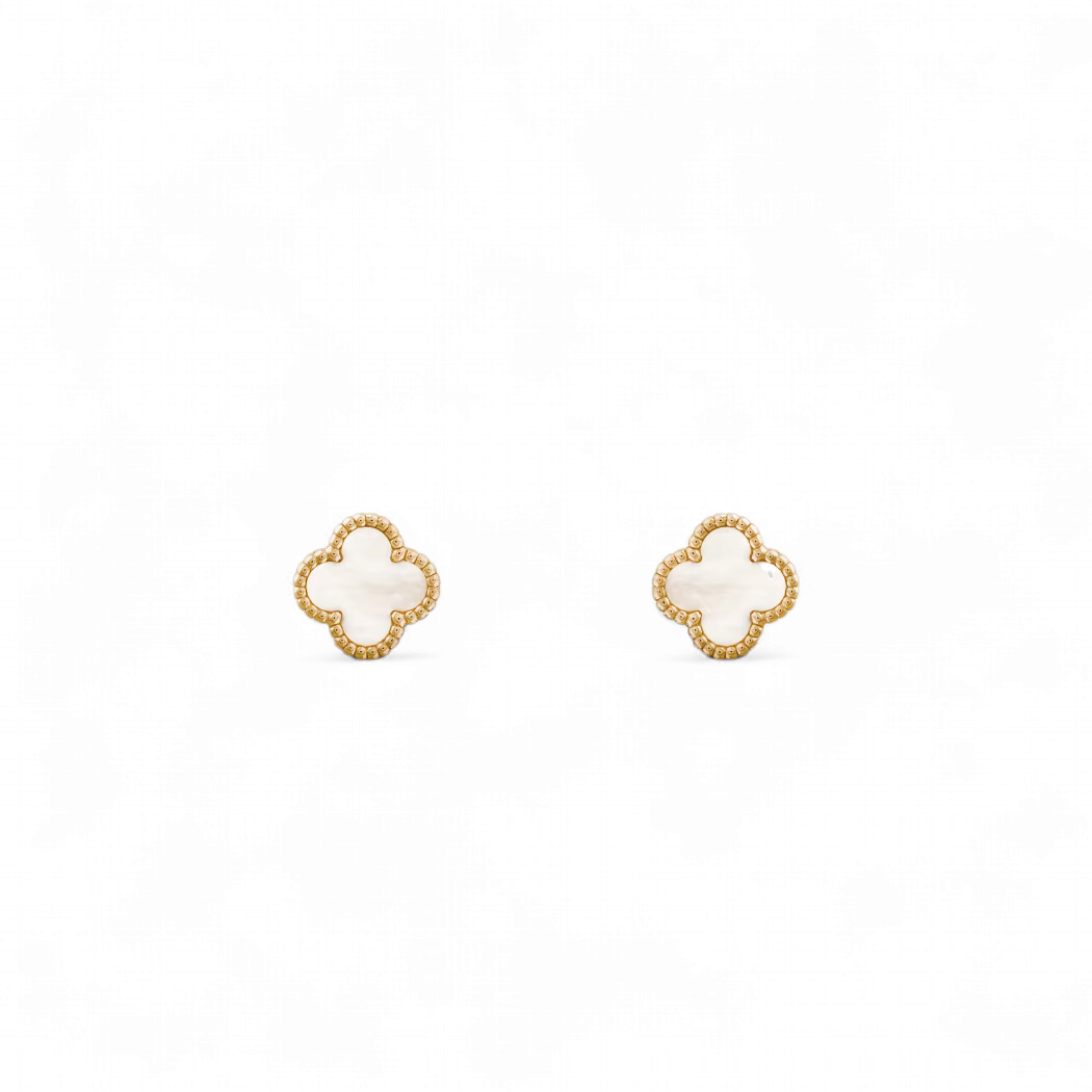 Aros Sweet Clovers Nácar Trébol - Baño Oro 18k
