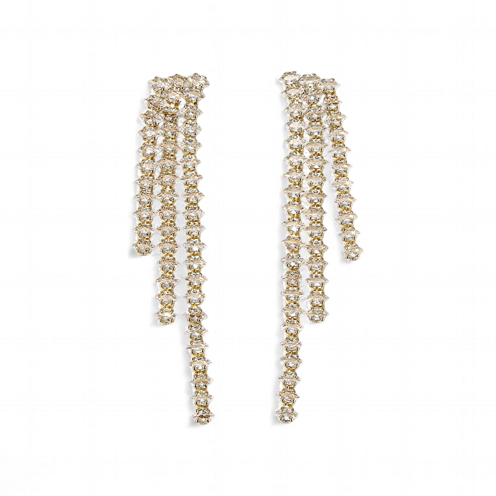 Aros Cascada Circones Marquise Dorado