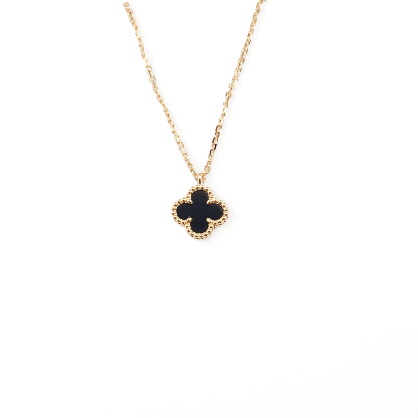 Cadena Sweet Clover Onix - Plata 925 - Baño de oro 18k