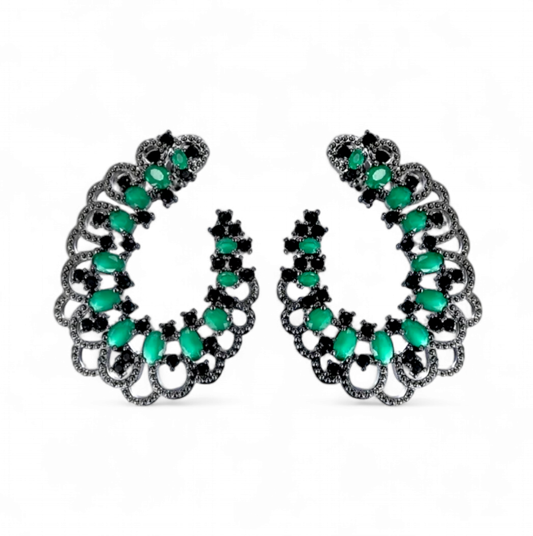 Aros Semicirculares con Circones Verdes y Negros