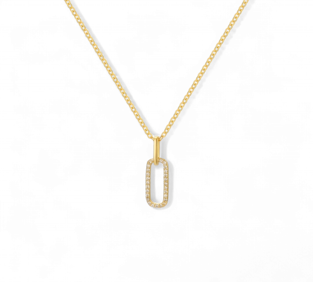 Cadena Paper Clip Circones Plata 925 Dorado