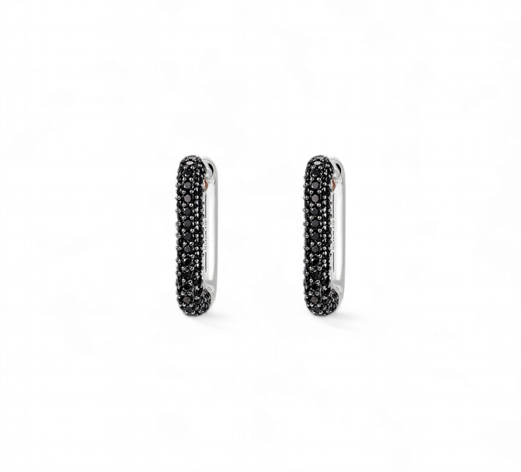 Argollas Oval Circones Negro Dorado