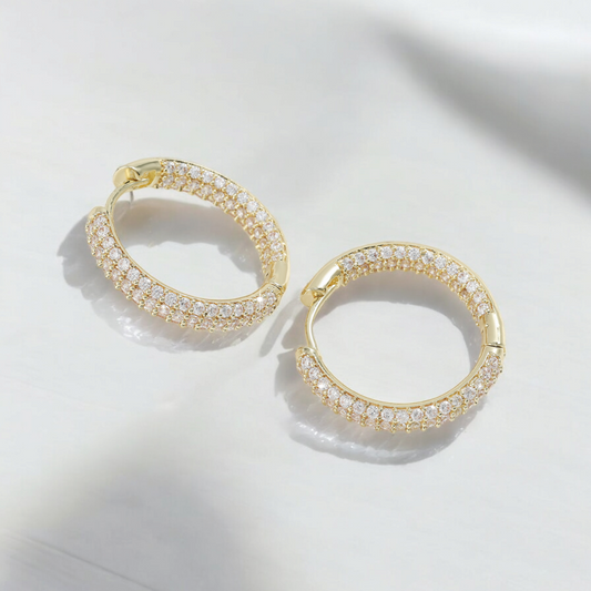 Argollas Gruesas de Circones Dorado