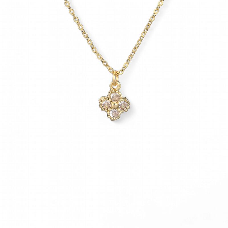 Cadena Mini Clover Blanco Dorado
