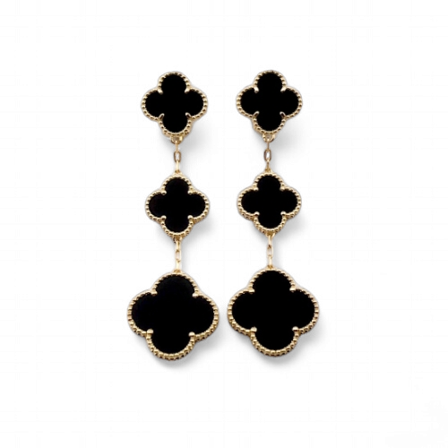 Aros Triple Clover Onix Dorado