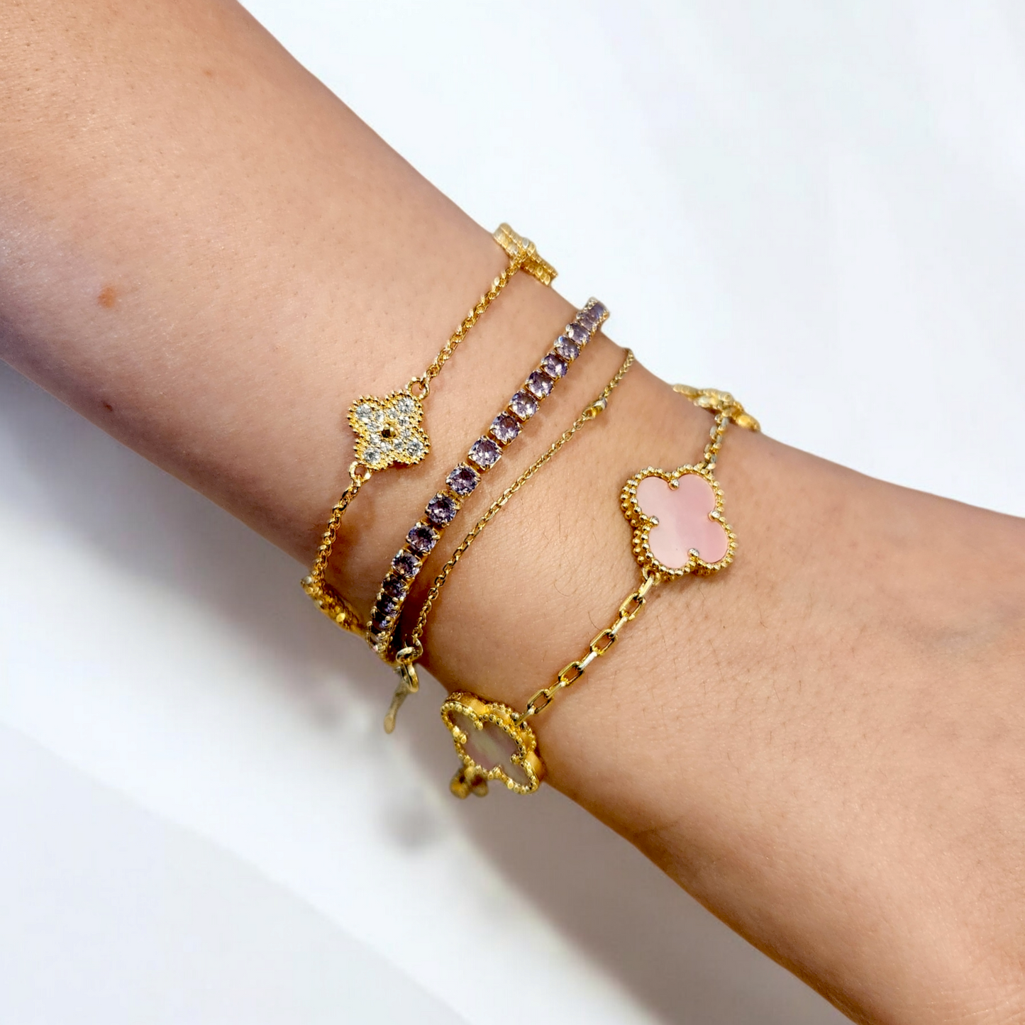 Pulsera Clover Rosada Trebol Nacar (2 colores)