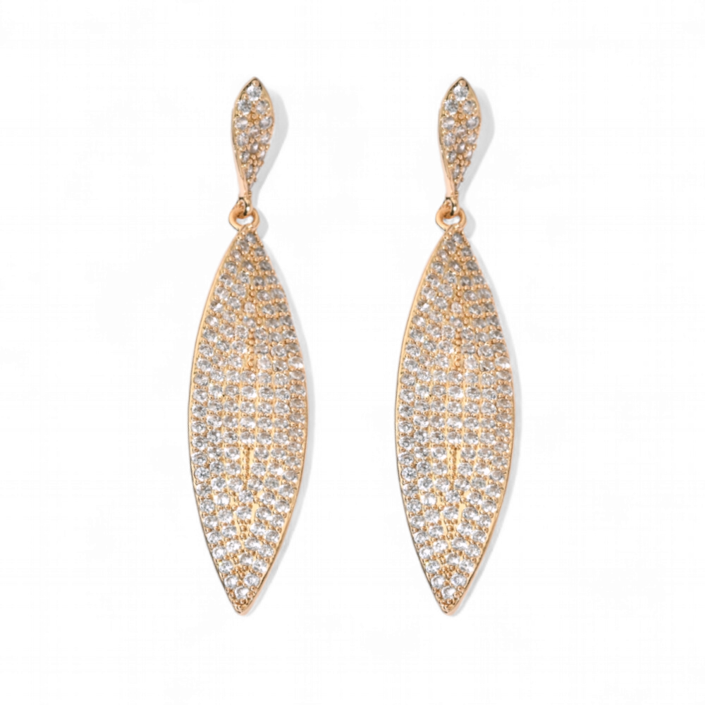 Aros Hojas Largos Circones Dorado