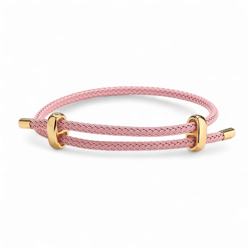 Pulsera Ajustable Alambre Trenzado Rosado