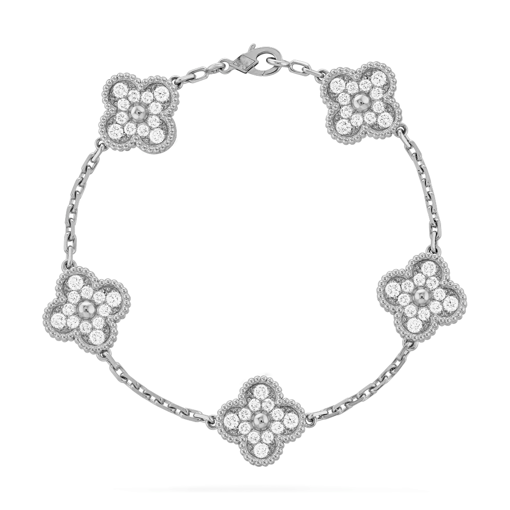 Pulsera Clover Circones Trébol Plateado