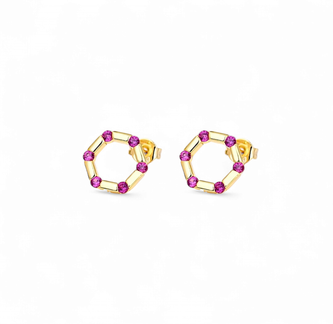 Aros Hexagonales Circones Fucsia