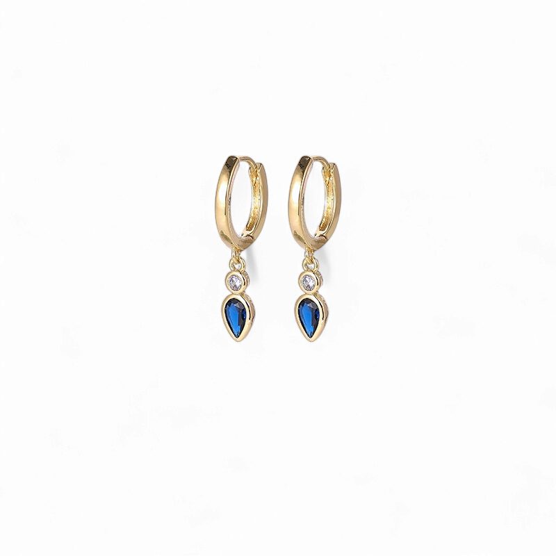 Argollas Gota Colgante Azul