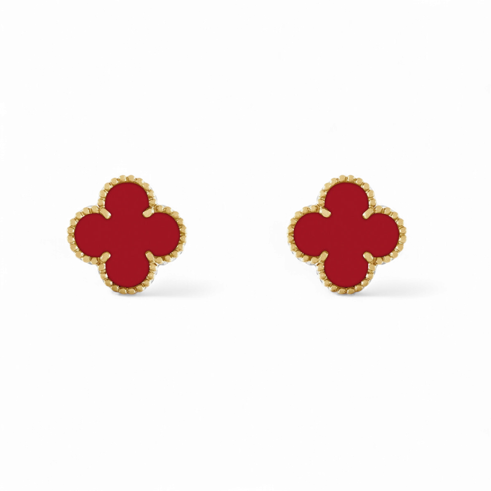 Aros Clovers Cornalina Trébol Dorado