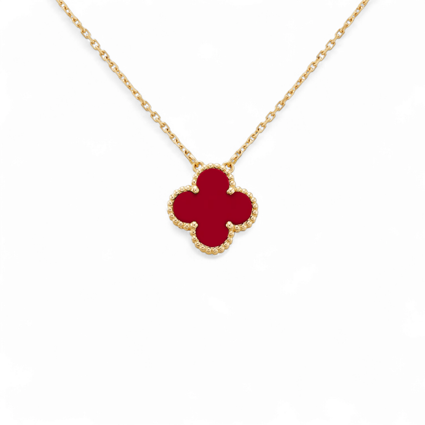 Cadena Clover Cornalina - Baño de Oro 18k