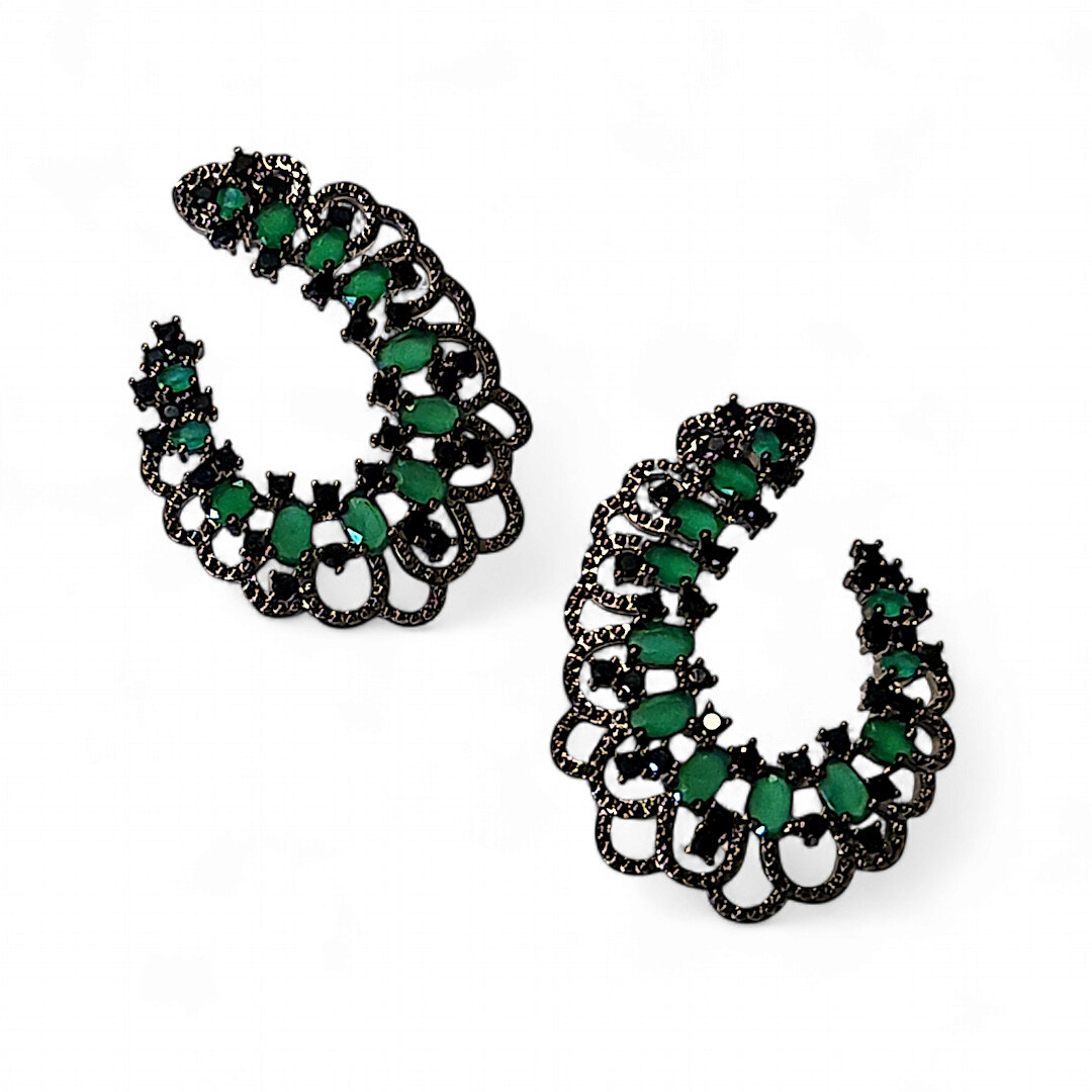 Aros Semicirculares con Circones Verdes y Negros