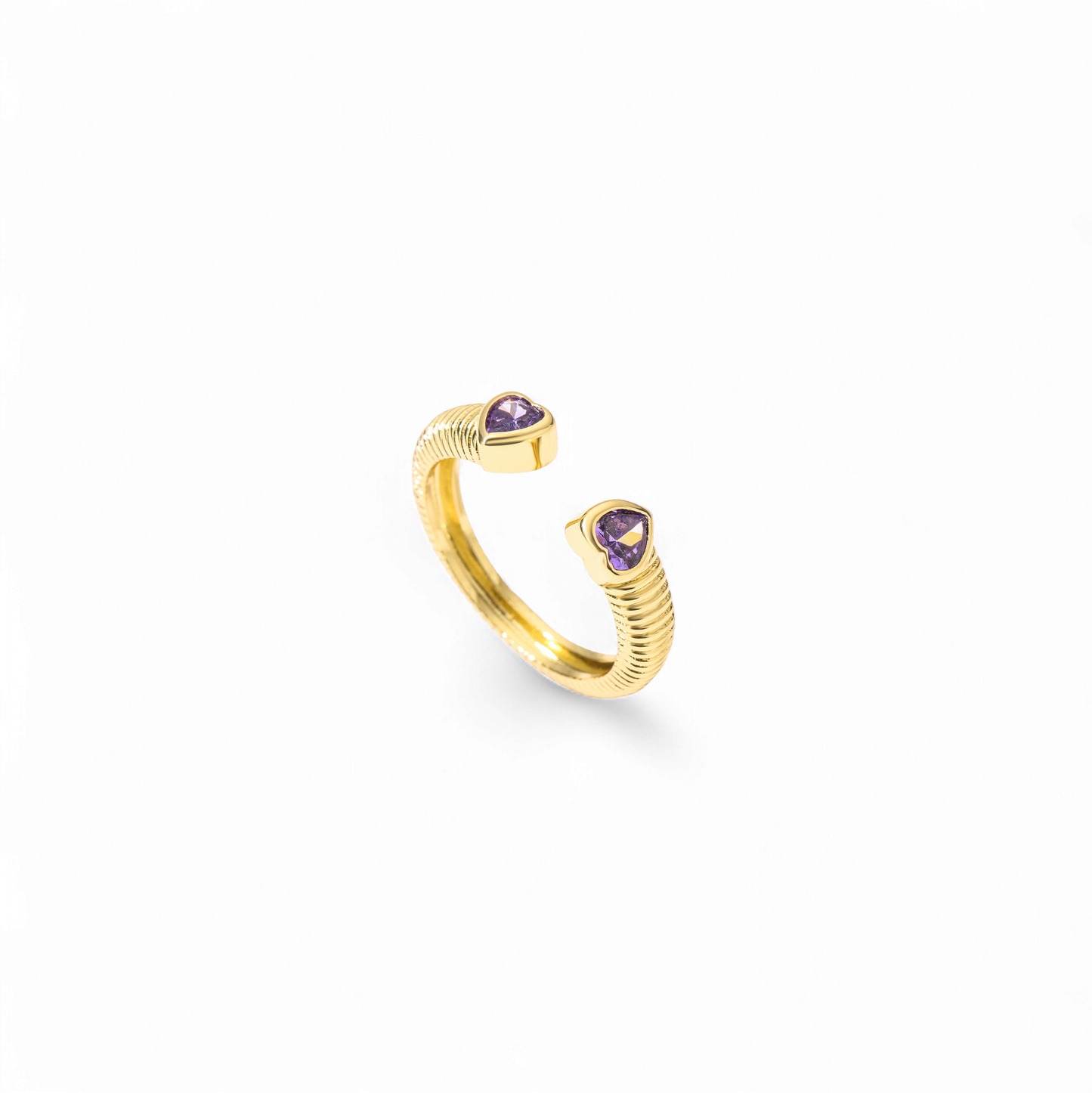Anillo Corazones Bezel Lila