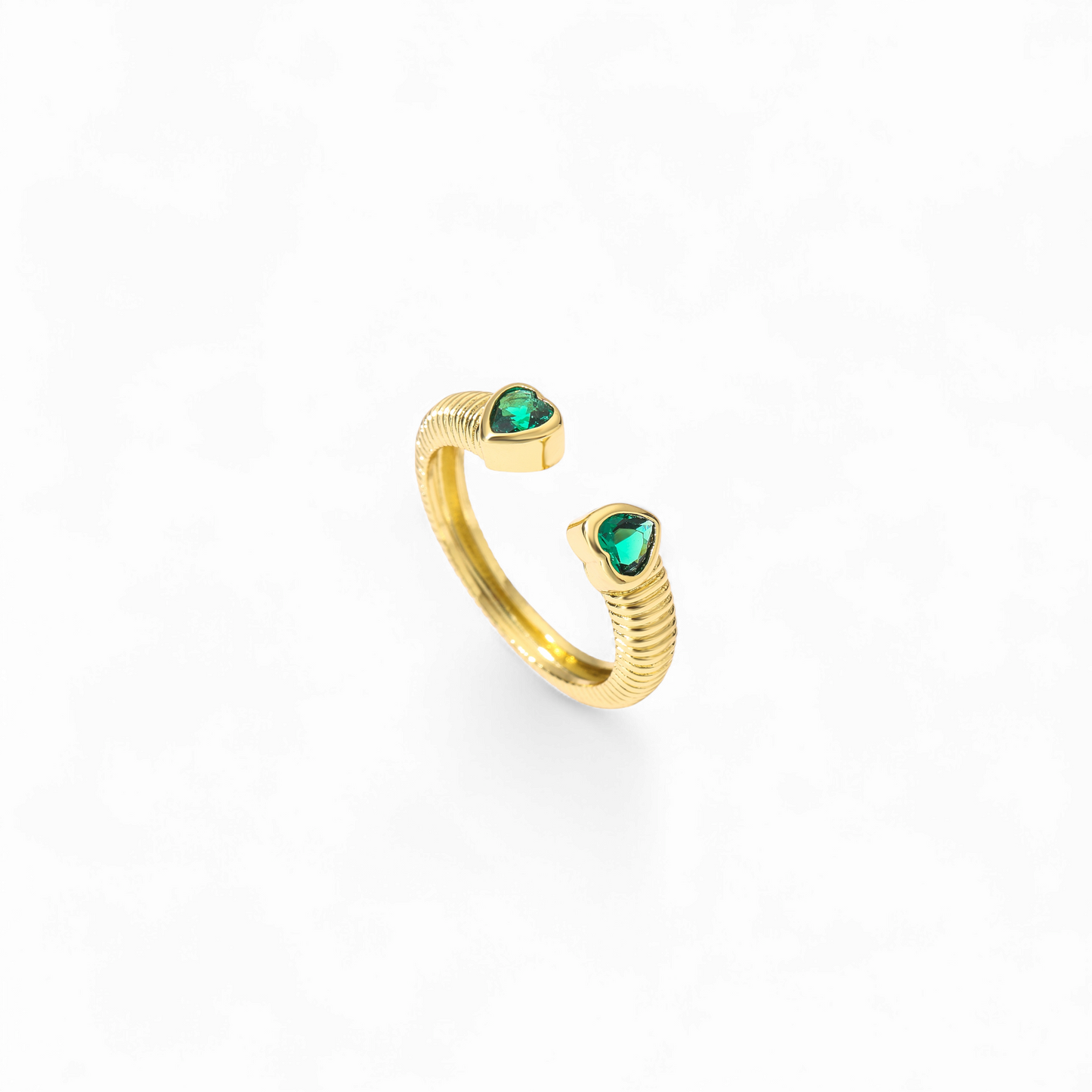 Anillo Corazones Bezel Verde