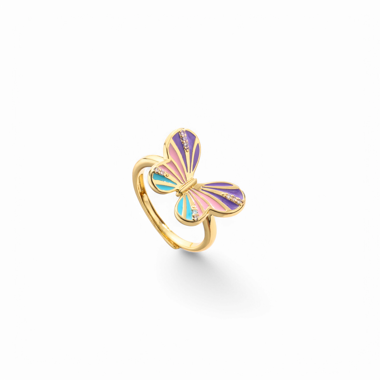 Anillo Ajustable Mariposa Esmaltada Lila