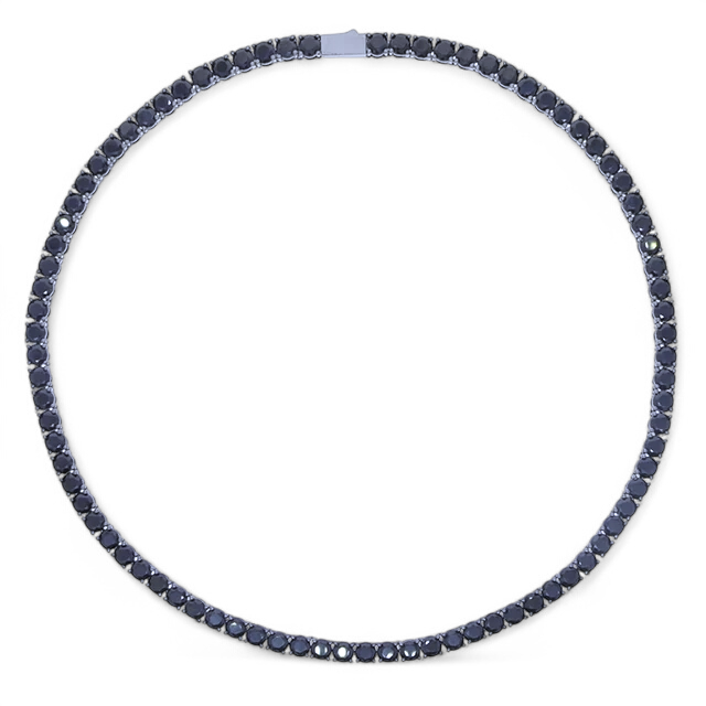 Collar Tennis Negro Plateado