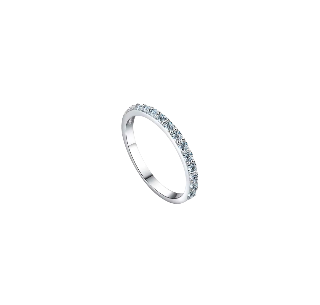 Anillo Medio Cintillo Moisanitas 2mm