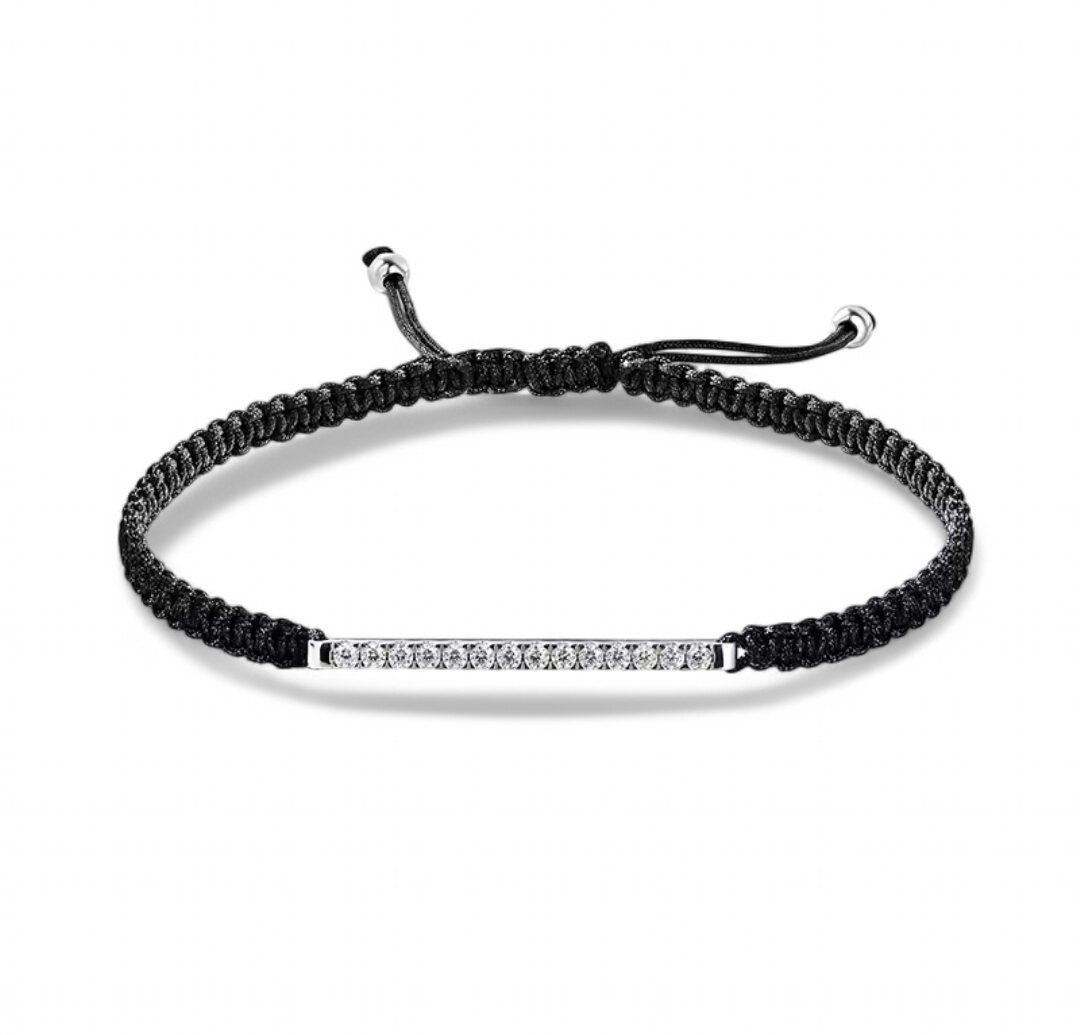 Pulsera de Hilo con Barrita de Moissanitas Plata 925