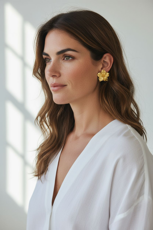 Aros Flor Grande – Baño de Oro