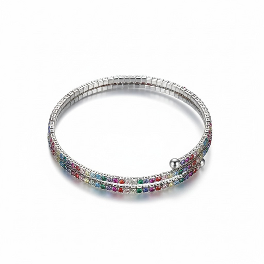 Pulsera Spiral Rainbow – Baño de Rodio
