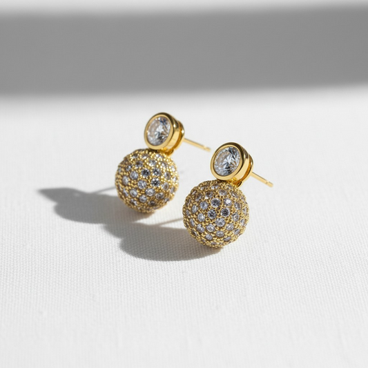 Aros Orb Pavé Gold – Baño de Oro 18k