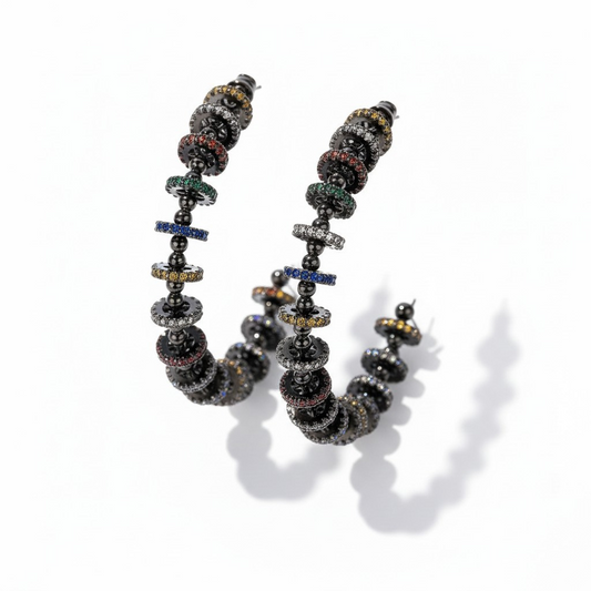 Argollas Orbit Multicolor Baño de Rodio