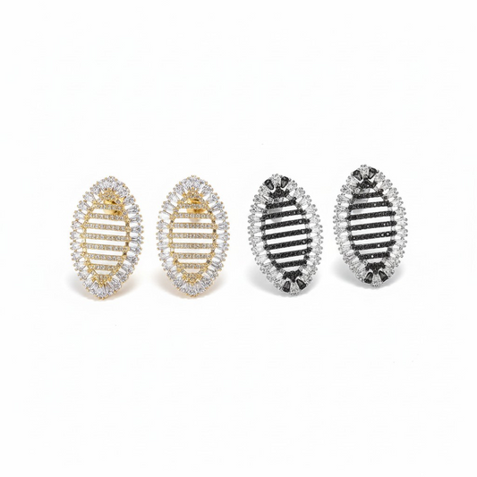 Aros Navette Bicolor – Baño de Oro 18k y Rodio