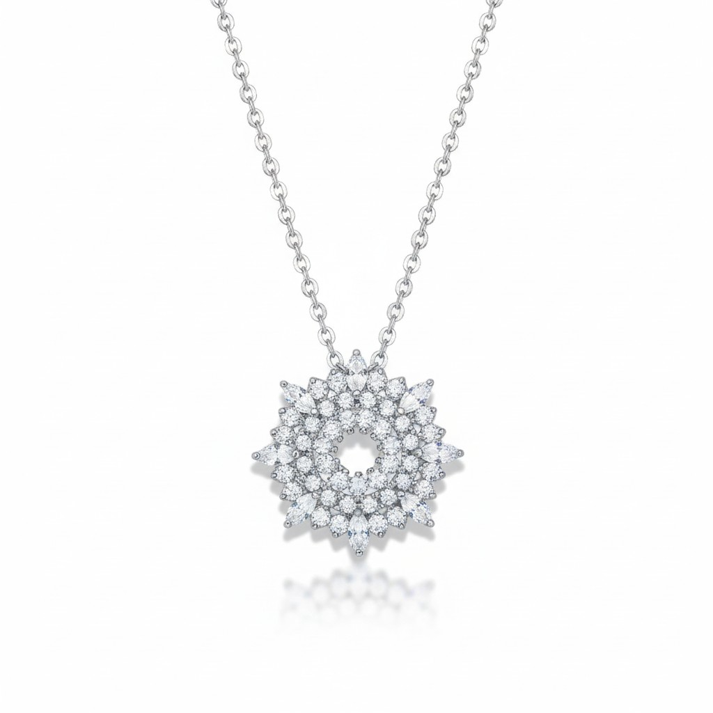 Collar Mandala de Luz Baño de Rodio