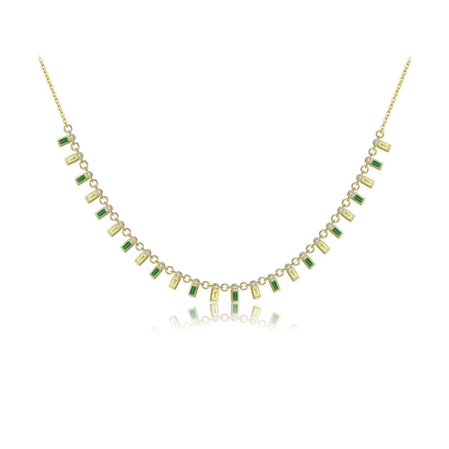 Collar Baguette Multicolor Plata 925 - Baño en Oro o Rodio *