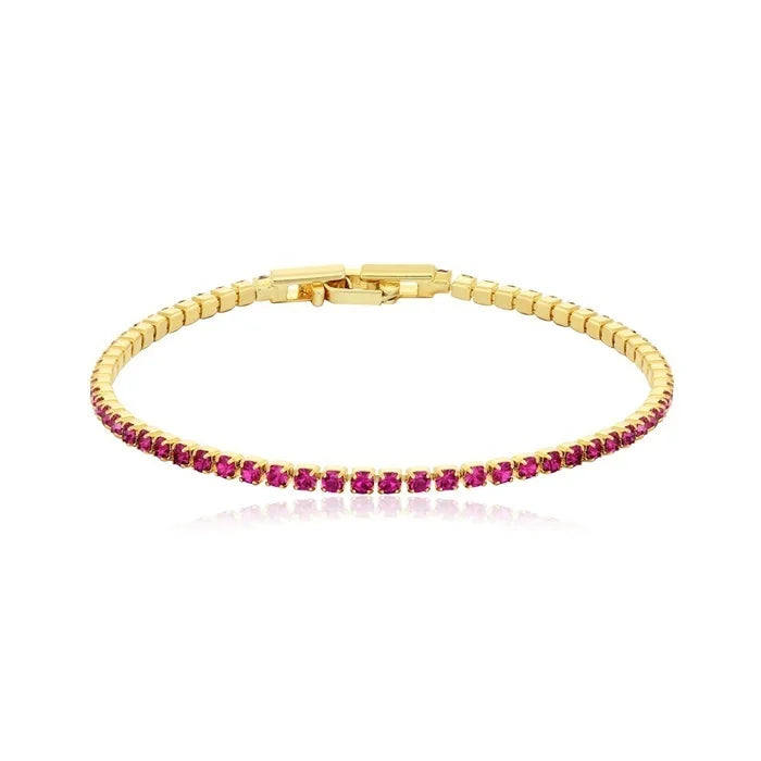 Pulsera Tennis 2mm en 9 Colores - Baño Oro