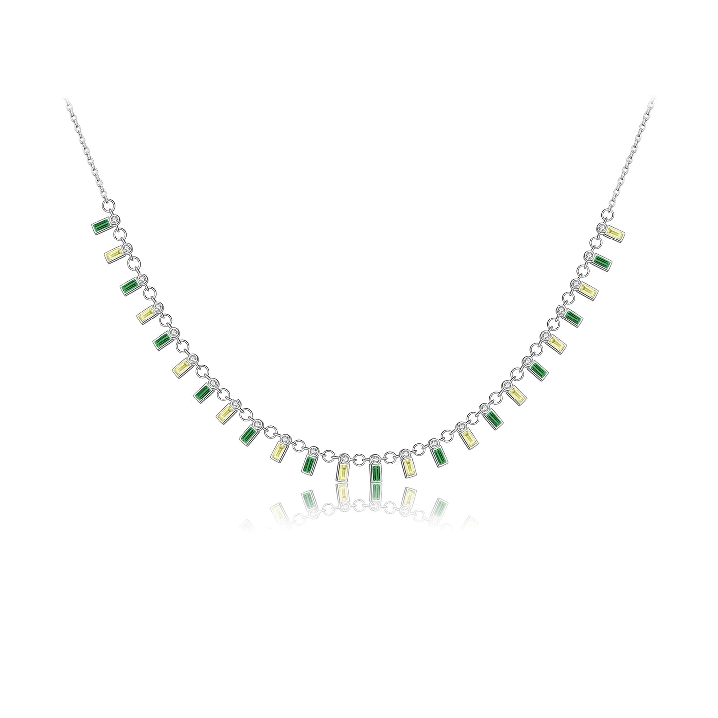 Collar Baguette Multicolor Plata 925 - Baño en Oro o Rodio *