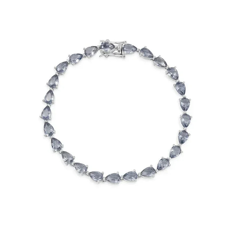 Pulsera Tennis Gota con Circonitas Grises de Plata 925 con Baño de Rodio