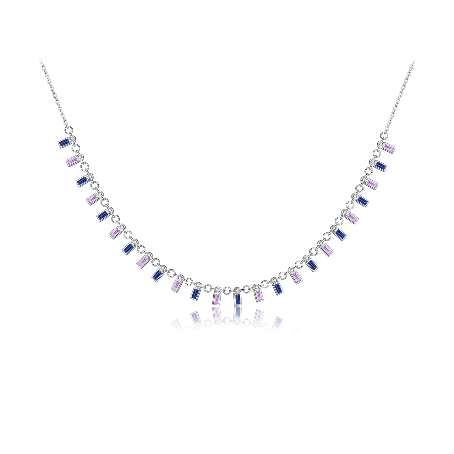 Collar Baguette Multicolor Plata 925 - Baño en Oro o Rodio *