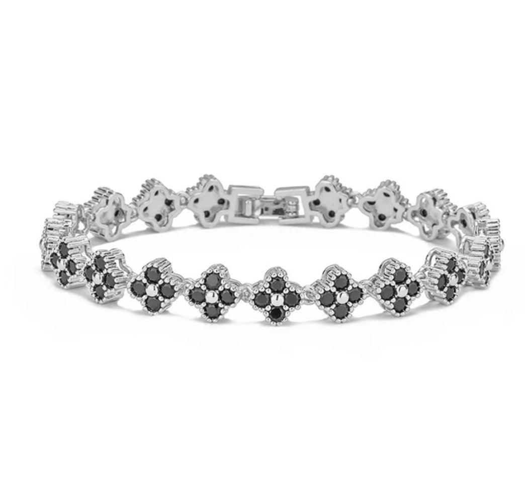 Pulsera Clover Mini Negro Plateado