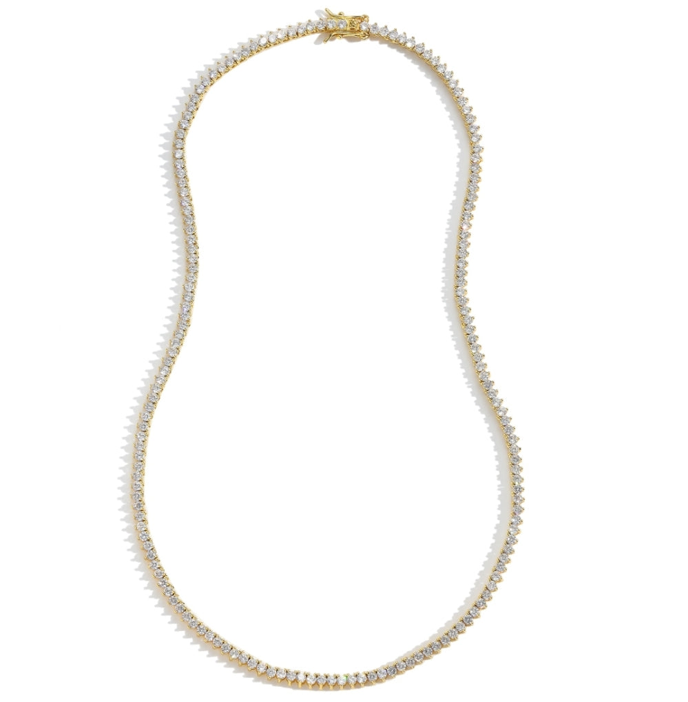 Collar Tennis Circones 2mm 3 Puntas Dorado