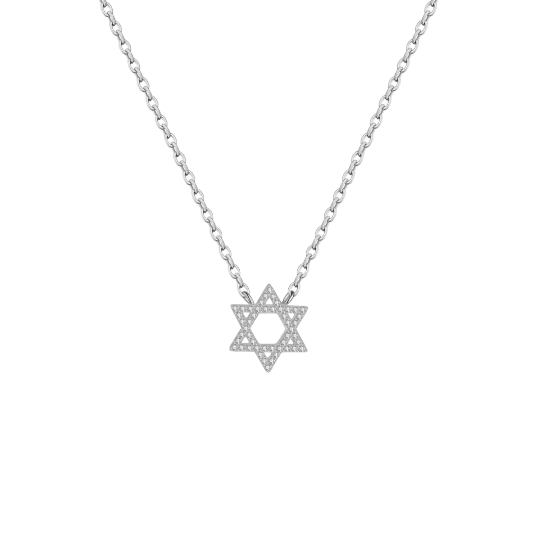 Collar Estrella de David con Circones – Plata 925 con Baño de Rodio