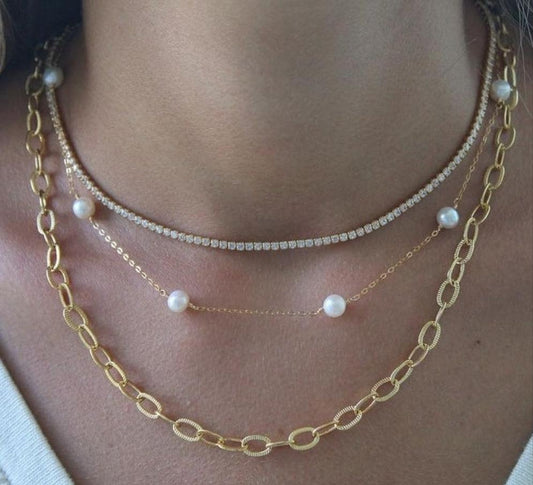 Collar Tennis Circones Acero - Ámbar Joyas