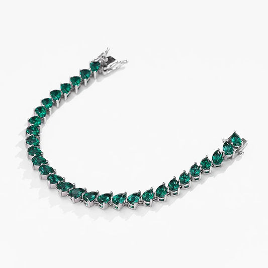 Pulsera Tennis de Esmeraldas de Laboratorio 4x6mm Corte Gota