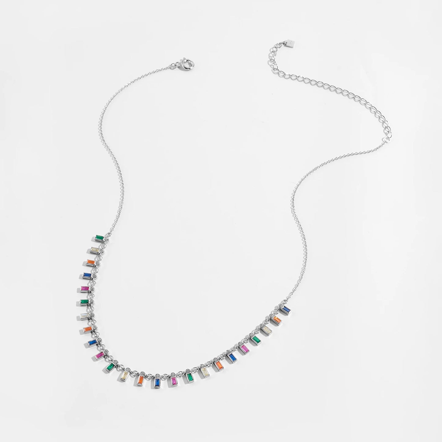 Collar Baguette Multicolor Plata 925 - Baño en Oro o Rodio *