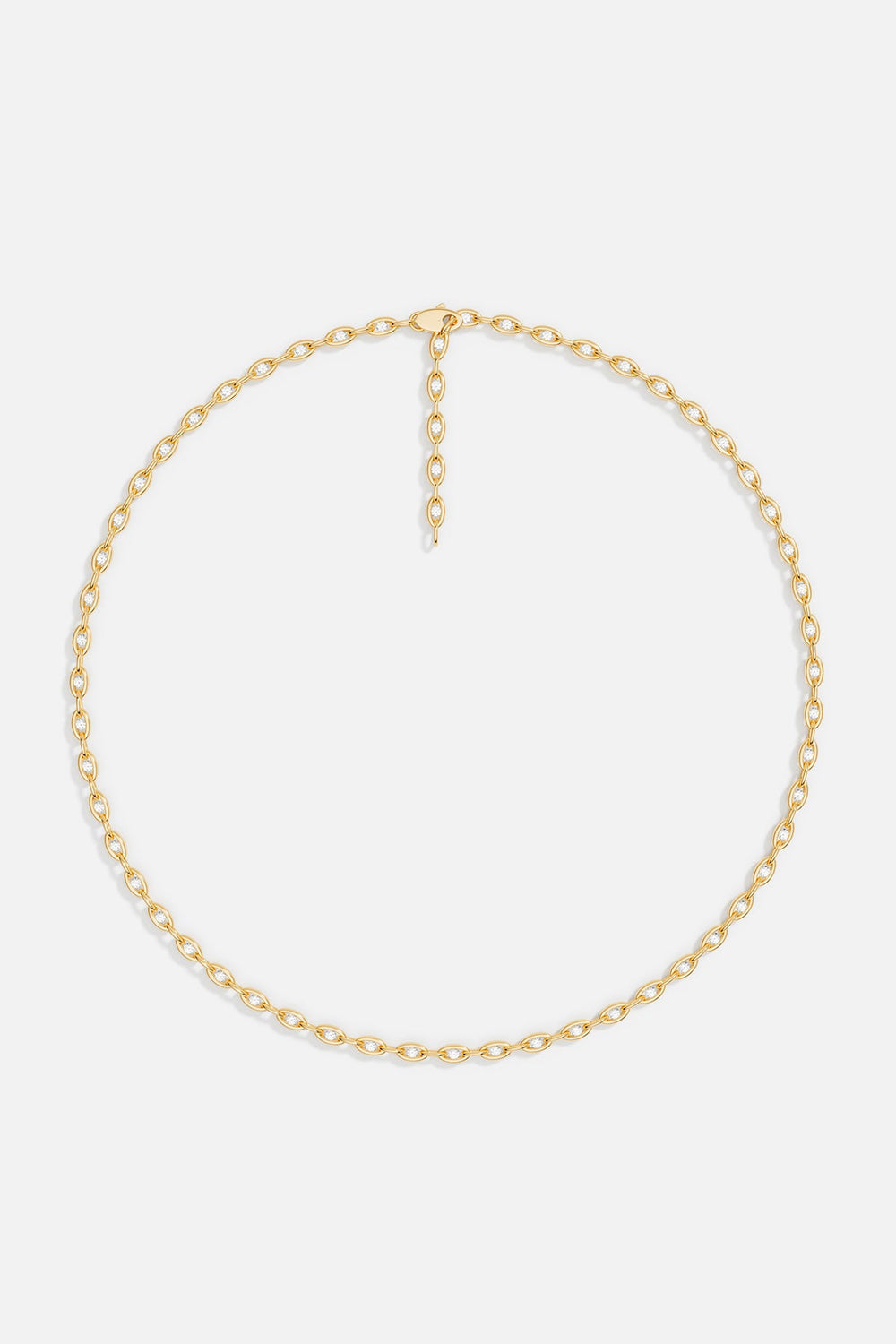 Cadena de eslabones en Plata 925 con baño de Oro 18K y circonitas