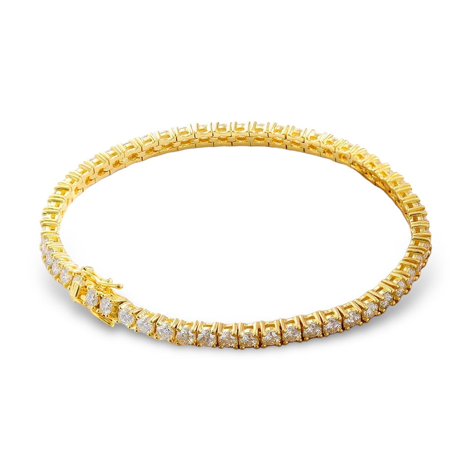 Pulsera Tennis Clásica Circones 3mm – Plata 925 con Baño de Oro - Ámbar Joyas (foto 4)