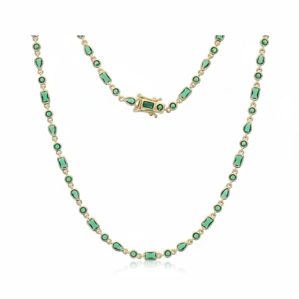 Choker Tennis Circones Verde Menta – Baño de Oro - Ámbar Joyas (foto 6)
