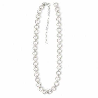 Collar Aros Redondos Diamantados Baño de Plata – Mujer 60cm