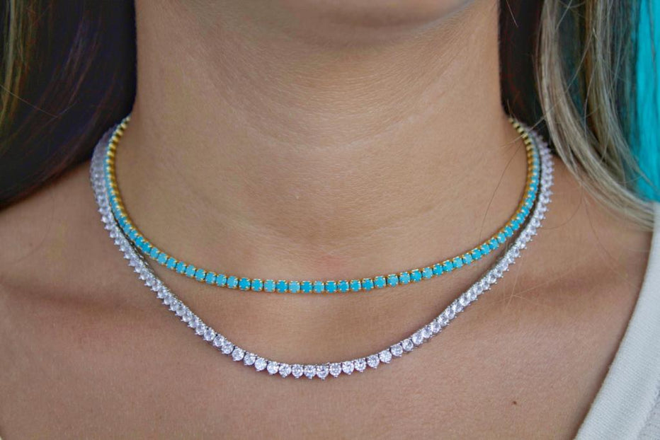 Collar Tennis Circones 2mm 3 Puntas Dorado