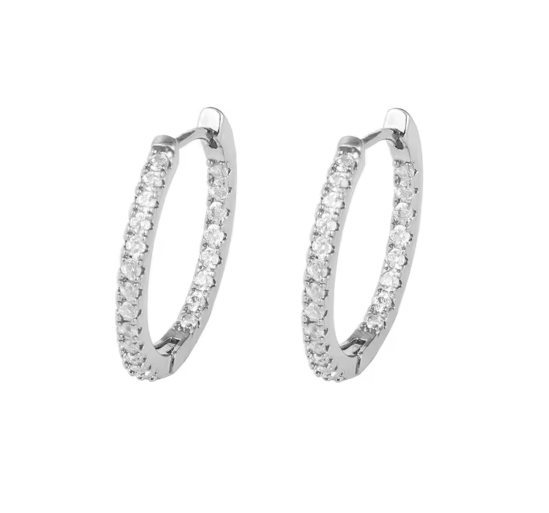 Argollas Pave 2.5cm - Rodio